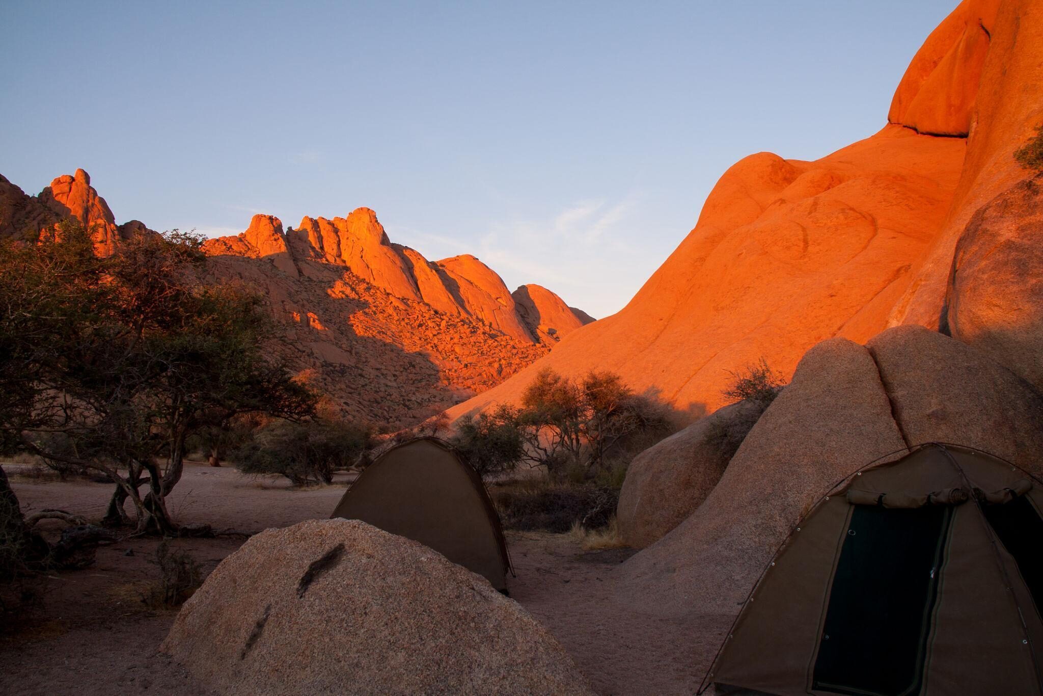 Last light on the granite at Spitzkoppe
